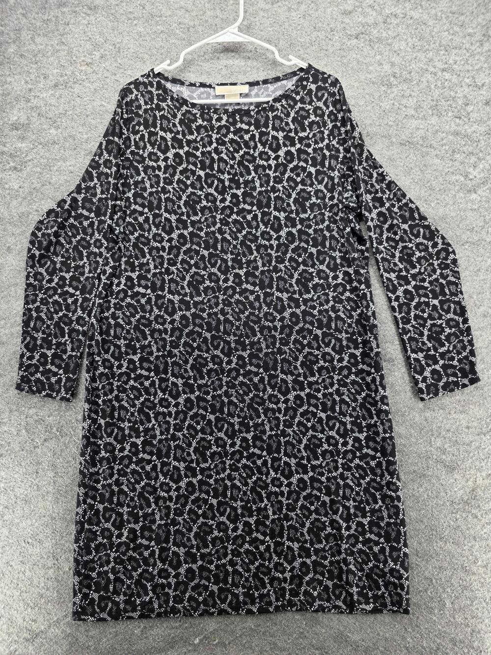 Michael Michael Kors Dress Womens 1X Black White Cold Shoulder Shift Stretch